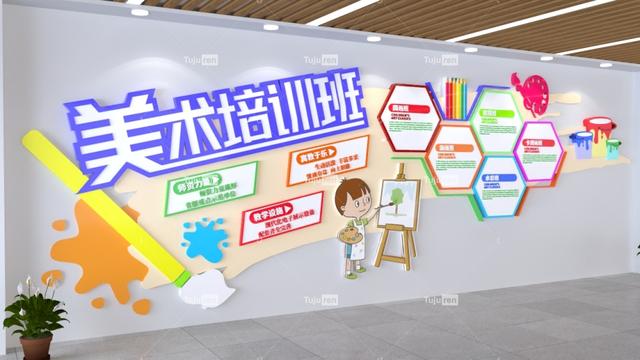 美术培训班 美术 绘画文化墙效果图形象墙